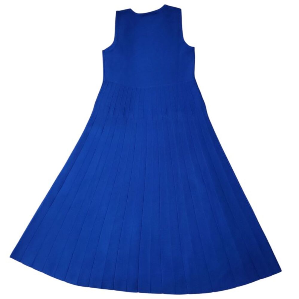 Sleeveless Royal Blue Pleated  Dress - Picture 4 of 8